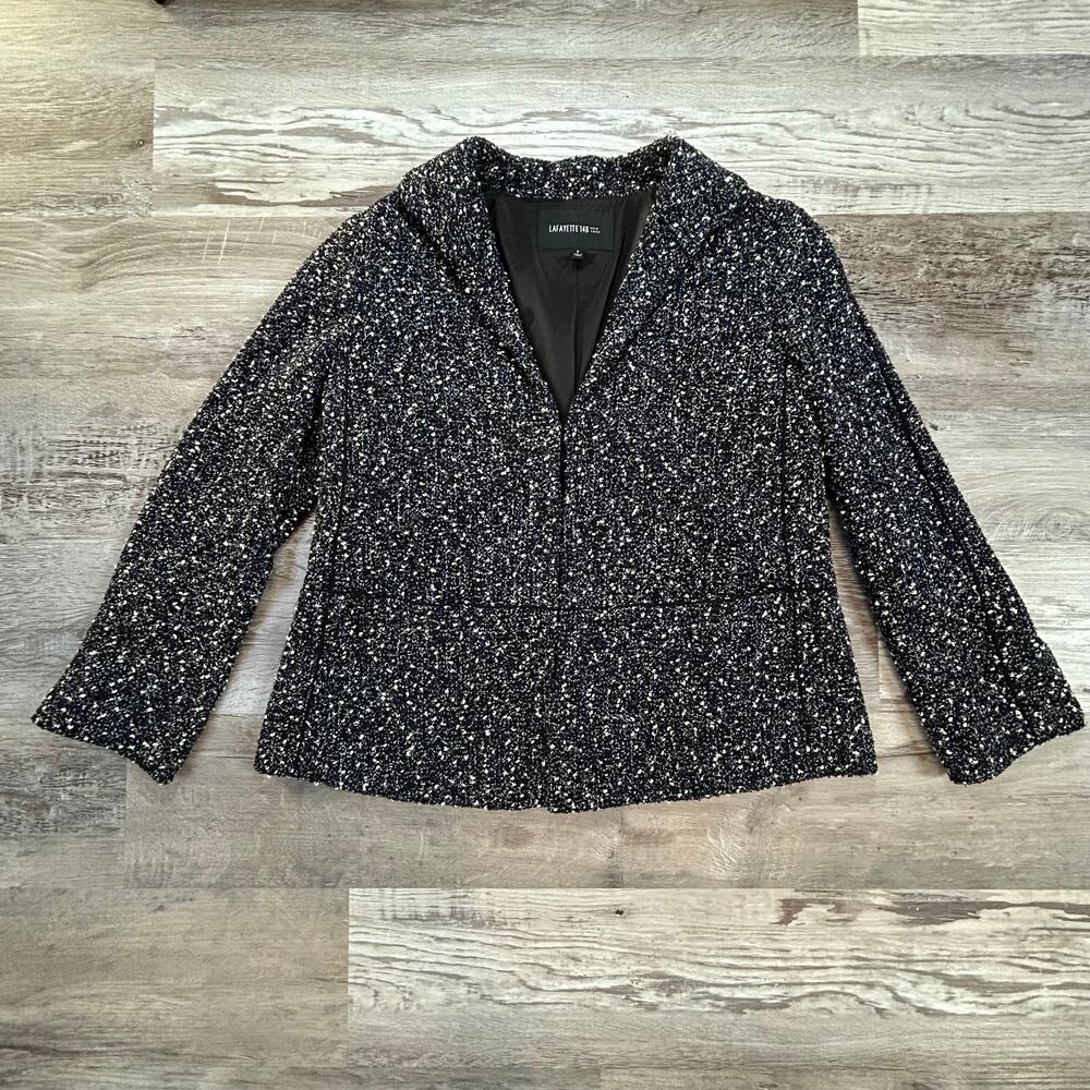 Lafayette 148 Black White Tweed Wool Blend Jacket Blazer Officewear 2